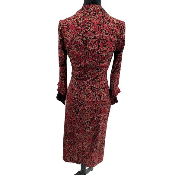 Y2K Babydoll Dress Vintage Womens M‎ Faux Wrap Floral Midi Flutter Sleeve Fairy - Picture 6 of 7